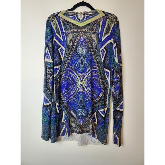 CHICO'S 2 Women Long Cardigan Sweater Button Front Large Lightweight Thin Print - Picture 4 of 9